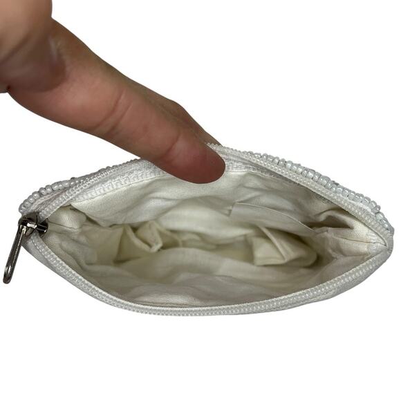 Shirdee Beaded "Happy" White Rainbow Cloth Back Zip Card Pouch Coin Purse - Picture 3 of 7